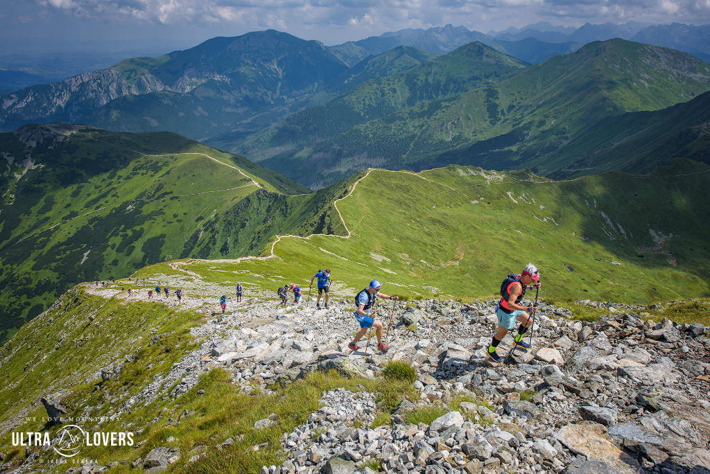 Participants of the running festival during the mountain running route in the Tatra Mountains.