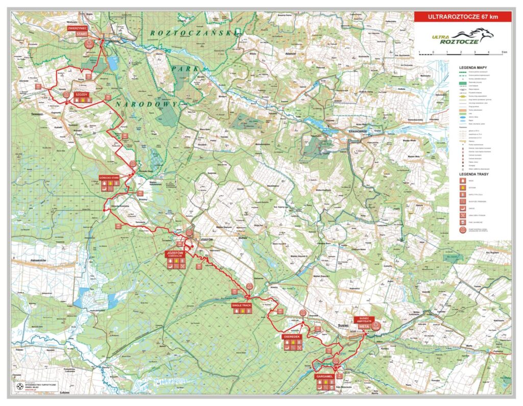 Map of the Roztocze ultramarathon.